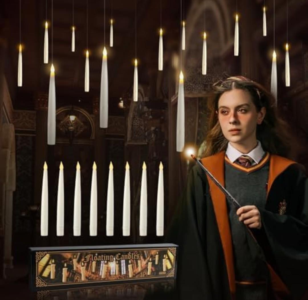 18 Pack LED Floating Candles with Wand Remote, Flickering Warm Light, No Assembly Required - Perfect for Indoor Party Decor, Room Hanging, Birthday Favors