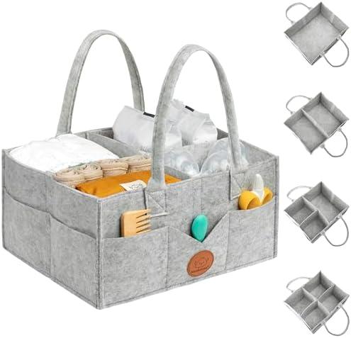  KeaBabies Baby Diaper Caddy Organizer with Handle - Portable Baby Organizers and Storage for Nursery, Changing Table, Large Travel Car Caddy, Girls, Boys Shower Gift Basket, New Mom Gifts(Classic Gray) : Baby