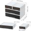 White Desktop Drawers for Paper, Stackable Office Storage Drawers for Desk, Craft Organizer and Storage Bins, 4 Mixed Storage Container with Plastic Drawers for Office Supplies Desk accessories