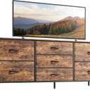 Huuger Dresser for Bedroom, 47 Inch TV Stand for 43 Inch TV, Long Fabric Dresser for Closet, TV Stand with 7 Drawers, Storage, Clothing, Rustic Brown