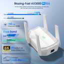 WiFi 6 Range Extender AX3000 Dual Band Signal Booster with Gigabit Ethernet Port, Covers Up to 12,000 Sq.Ft, High-Speed Internet Amplifier for Home & Office, Easy Setup White