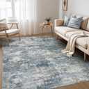 Nakagishi 5x7 Area Rugs Living Room: Washable Abstract Large Neutral Soft Rug Stain Resistant Modern Indoor Floor Non-Slip Carpet for Bedroom Nursery Kids Playroom Office Dining Room Dorm-Blue