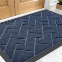 OLANLY Front Door Mat Indoor Outdoor Entrance, Waterproof All-Season, All-Weather Welcome Doormat, Sturdy Natural Rubber, Low Profile, Easy Clean Patio Porch Entryway Outside Floor Mat, 47x32, Blue