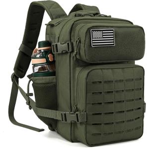 QT&QY 25L/35L/45L Military Tactical Backpack For Men Molle Daypack 3 Day Bug Out Bag Hiking Rucksack With Bottle Holder