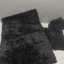 RUN HELIX Black Bathroom Rugs Sets 3 Piece Shaggy Bath Mat Non-Slip Mats Water Absorbent Bath Rug Floor Mats Soft Washable Shower Rug with U-Shaped Contour Rug Toilet Lid Cover Home Decor Accessories