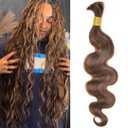 YWIGS Bulk Human Hair for Braiding Body Wave Blend #4/30 Boho Human Hair No Weft Human Braiding Hair 100G 20inch