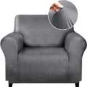 molasofa Chair Covers - Couch Cover for Leather Couch, Soft and Washable Chair Covers with Leather-Like Quality. Non-Pilling, Non-Slip 1-Piece Couch Cover for Dogs, Cats, and Kids, (01 Light Gray)