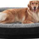 JOEJOY Orthopedic Dog Bed for Extra Large Dogs, Egg-Crate Memory Foam Pet Bed with Bolster Sides, Waterproof Lining, Removable Washable Cover & Non-Slip Bottom, Black (XXL(48"x 35"x 7.5"))