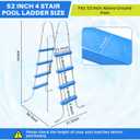 Threlaco 52 Inch Above Ground Pool Ladder 4 Step Steel Frame Swimming Pool Entry Exit Ladder Non Slip Metal Frame Steps, Weight Capacity 300lbs(White and Blue)