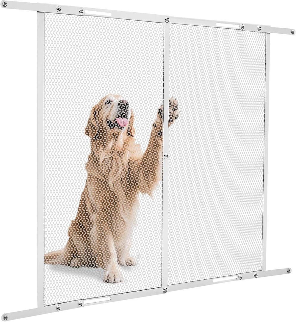 Screen Door Protector, Adjustable RV Screen Door Guard 30Inch High - Fits Door Widths 30" - 36", Easy-to-Install, Entry Protector for Pet Protection (White, 30Inch High)