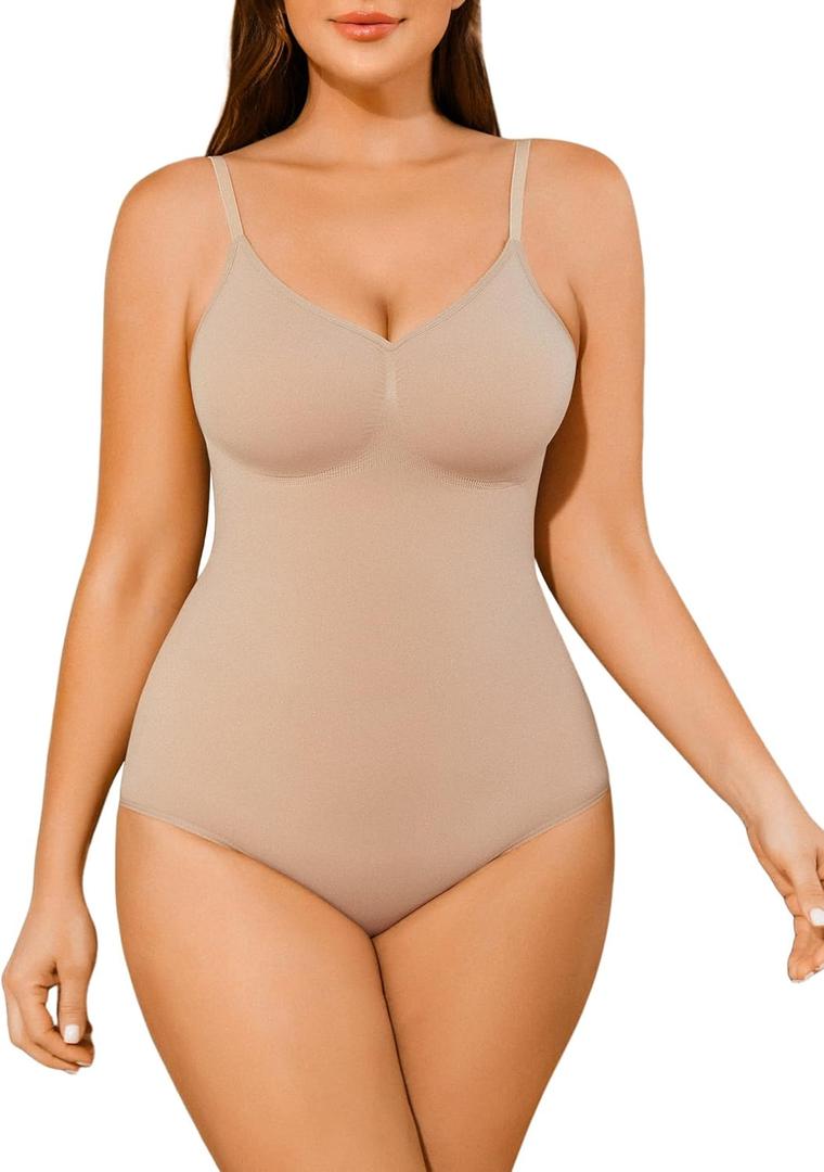 Womens Shapewear Tummy Control Seamless Bodysuit Cheap Full Body Shaper Mid Thigh Thong Brief (XXXL)