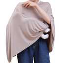 Multi-use Nursing Cover for Breastfeeding, 360Full Coverage Nursing Poncho, Rayon Soft & Breathable Breastfeeding Cover up (Smooth Rayon, Warm Taupe)