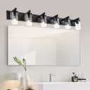 BONLICHT Black Vanity Light Glass Wall Sconce 6 Light Farmhouse Bathroom Light Fixture Over Mirror,Industrial Vintage Bath Lighting Interior Wall Lights Modern Wall Lamp for Dining Room Kitchen Office