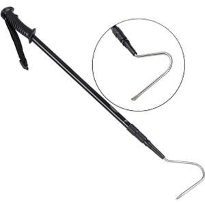 REPTI ZOO 57" Snake Catcher Professional Stainless Steel Retractable Snake Hook Reptile Catcher Stick Rattlesnake Grabber Pick-up Snake Pole Handling Tool (Snake Hook)