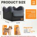 Portable Small Dog Seat for Car, Luxury Center Console Dog Car Seat Booster with Safety Tethers, Anti-Collapse Pet Travel Carseat for SUV, Truck (Black/Grey)