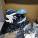 ECOO Adjustable Inline Skates Boys and Girls with Light up Wheelsï¼ŒRoller Skates for Kids Ages 4-12, Teen Skates for Beginner Outdoor and Indoor (Blue, Medium-Big Kids（13j-3 US）)
