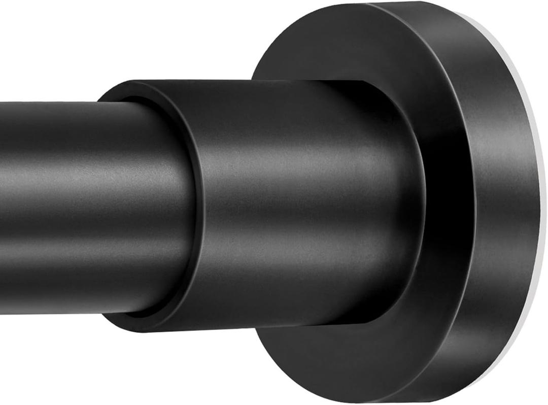 Black Shower Curtain Rod 36-68 Inches (3-5.6ft) Non Rust Adjustable Shower Rod Spring Tension Non Slip No Drilling Stainless Steel Shower Rods for Bathroom Window (Matte Black)