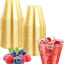 50 Pack 9 oz Gold Plastic Cups, Disposable Gold Glitter Plastic Cups, Fancy Durable Heavy-duty Plastic Glasses with Gold Glitter for Wedding, Parties, Thanksgiving, Christmas