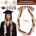 Lyrow 50'' 2026 Graduation Lei Double Braided Strands Graduation Ribbon Leis with 4 Satin Flowers Congrats Graduates Money Leis Class of 2026 Gift for Men Women