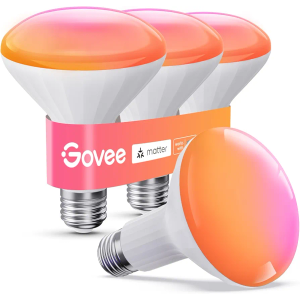 Govee BR30 Smart Light Bulbs, Works with Matter, Alexa and Google Assistant, LED Light Bulb, WiFi RGBWW Color Changing Flood Light Bulbs, Recessed Can Light Bulb, 2.4Ghz only, 850 Lumen, 4 Pack