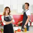 2 x Waterproof Rubber Vinyl Apron-Adjustable for Men Women Water and Oil Resistant For Lab Work Butcher Kitchen Barbecue, Black-35 * 26in, 35 * 26inch (Black, M)
