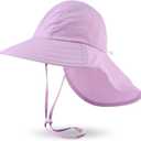 JANGANNSA Baby Sun Hat Boys Girls Infant Toddler Bucket Hat Kids Neck Flap Sun Protect Cap Beach (Purple)