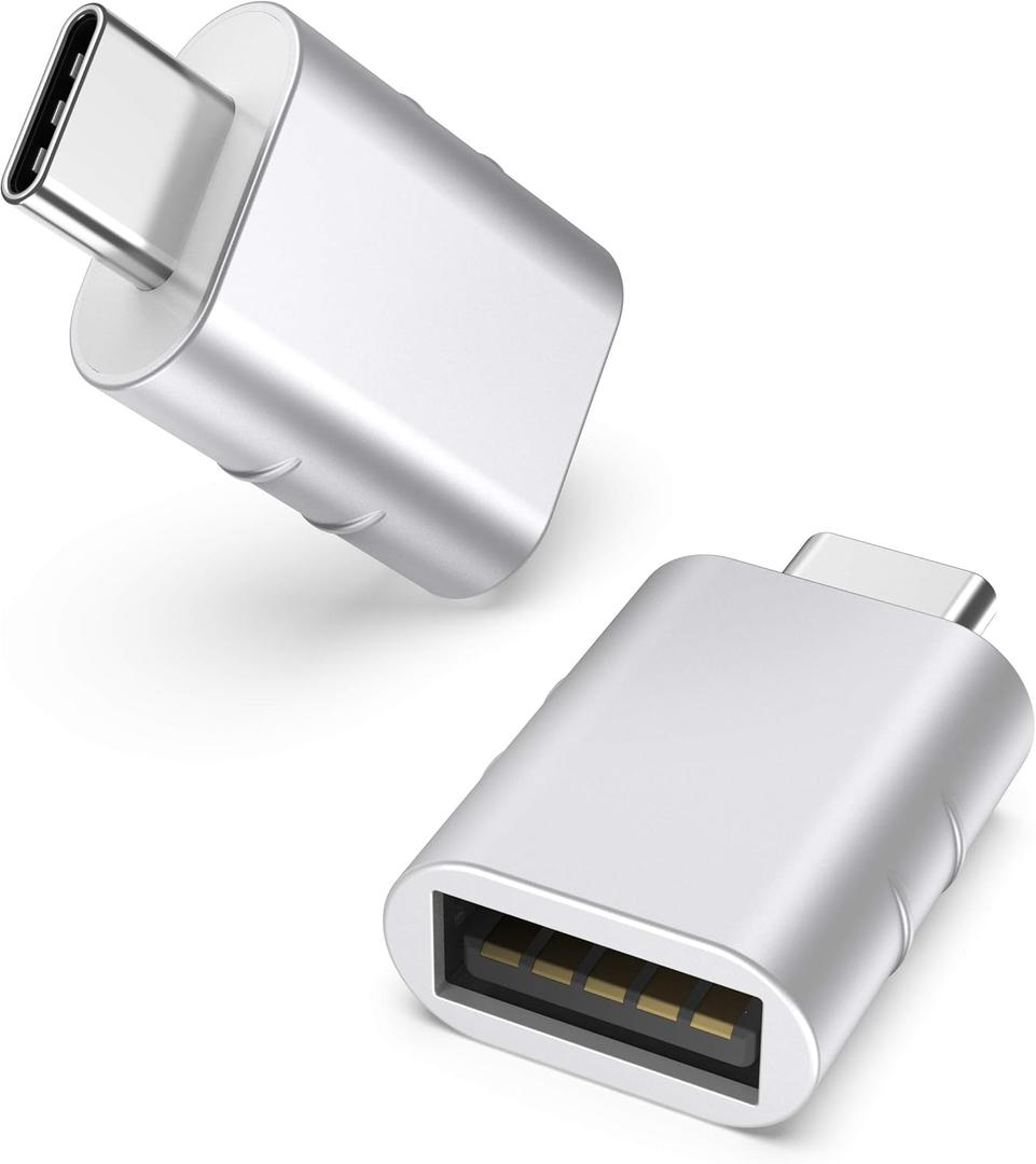 Syntech USB C to USB Adapter(2 Pack), USB-C Male to USB 3.0 Female Adapter Compatible with iPhone 16 Pro Max MacBook Pro Air 2023 iPad Mini Pro Surface Pro and Other Type C or Thunderbolt 4/3 Devices (Silver)