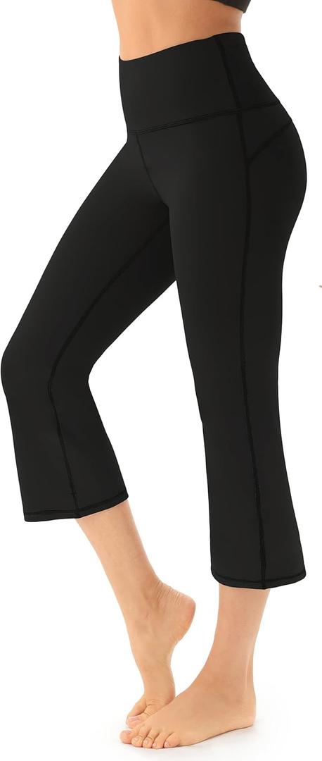 AFITNE Women's Yoga Pants Bootcut Workout Leggings Flare Casual Lounge Pants with Pockets High Waist and Tummy Control (Black, S)