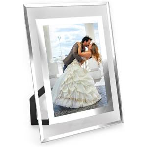 5x7 Picture Frames - Glass Photo Frame for Tabletop/Desktop Display, Horizontal/Vertical Orientation, Silver Finish (1 Pack)