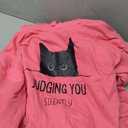 Cat Judging You Silently Funny Black Cat Mom Dad Pullover Hoodie S