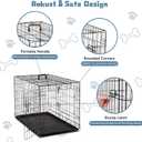 DUMOS Dog Crate, 36 Inch Medium Double Door Dog Cage with Plastic Leak-Proof Pan Tray, Folding Metal Wire Pet Kennel for Indoor, Outdoor, Travel, Black