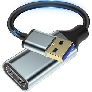 Herfair USB to HDMI Adapter [1080P Full HD, Built-in Driver] HDMI Adapter for Laptop to Monitor USB 3.0 to TV Screen Converter for MacOS/Windows 11/10/8.1/8/7 Computers Desktops PC MacBook