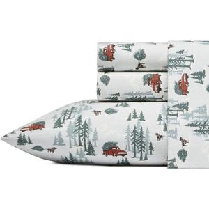 Eddie Bauer - King Sheets, Cotton Flannel Bedding Set, Brushed For Extra Softness, Cozy Home Decor (Tree Farm, King)