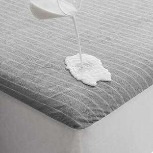TASTELIFE Waterproof Mattress Protector, Soft Breathable Mattress Pad Cover, Noiseless Bed Cover - Stretch to 18" Fitted Deep Pocket Mattress Protection (Full, Gray Stripe)