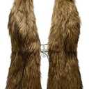 WDIRARA Women's Faux Fur Halter Vest Sleeveless Tie Backless Fuzzy Tank Top Rave Party Sexy Y2K , size medium