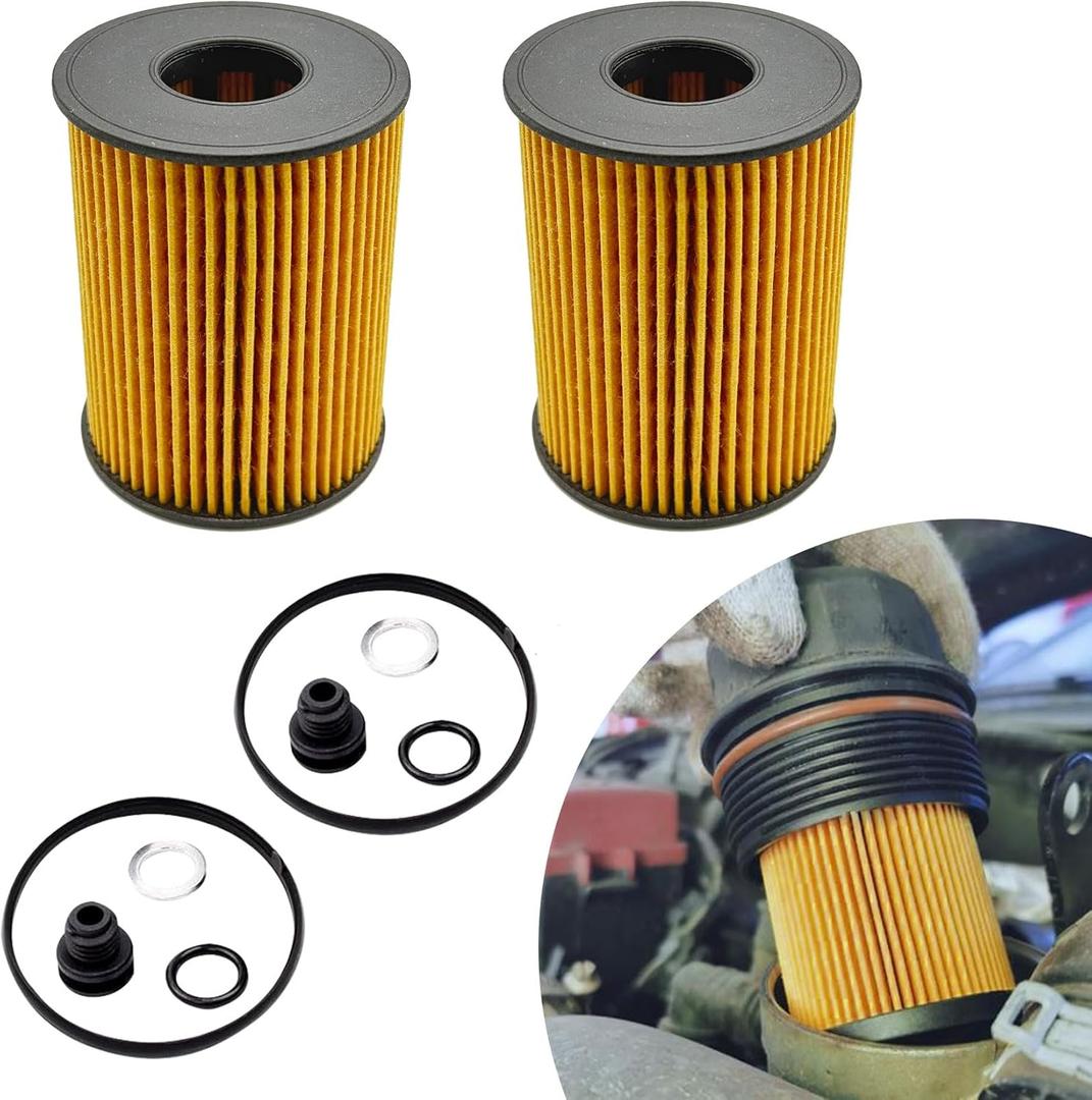 2PCS 26350-2S000 Oil Filters, Oil Filter for My Car, 263502S000 26350-2R000 Filters Includes Gasket and O-Rings, Car Accessories Compatible with Sonata 2022-2023 Tucson 2.5L Kia Sorento 2.5 L