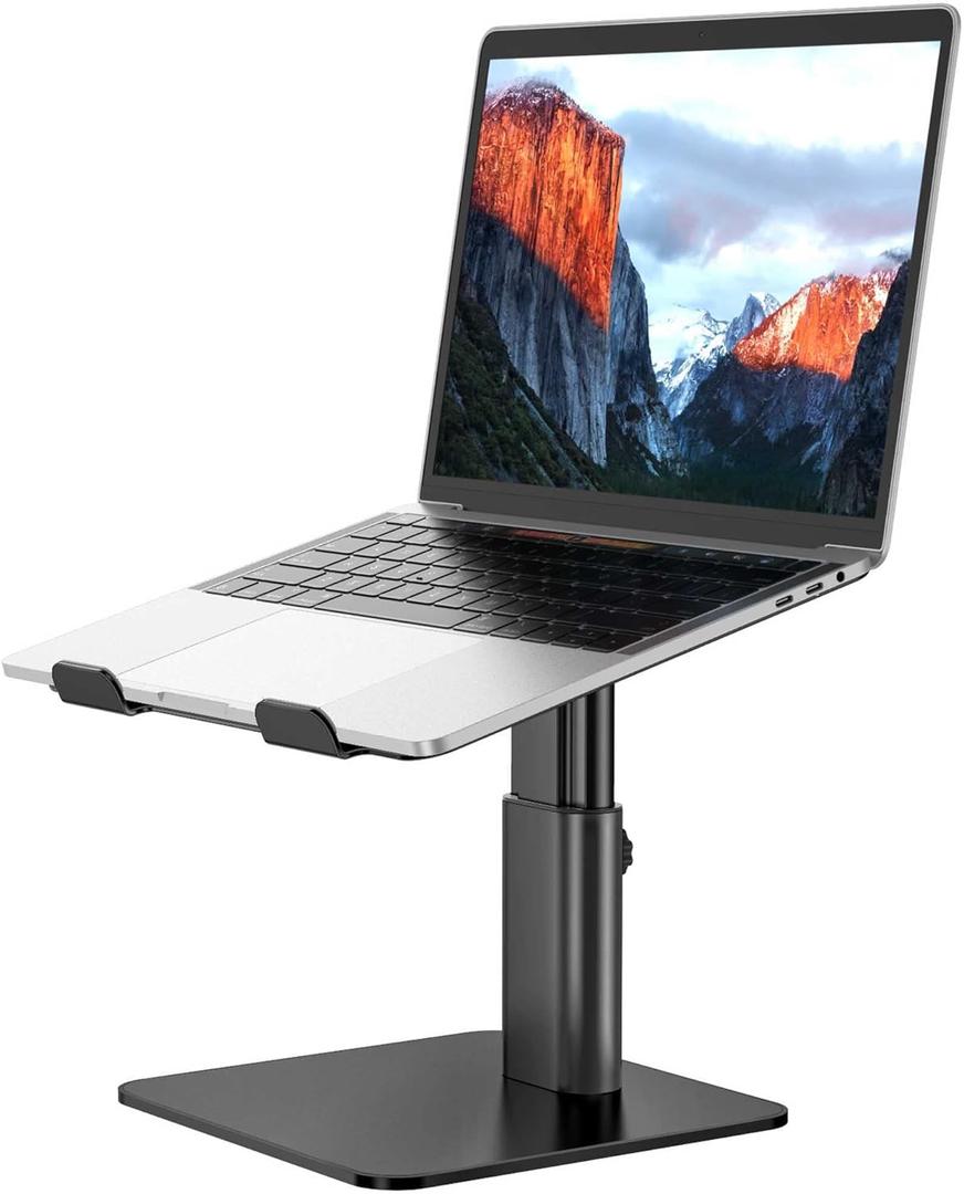 BESIGN LSX6N Laptop Stand, Ergonomic Adjustable Notebook Riser Holder, Computer Stand Compatible with Air, Pro, Dell, HP, Lenovo More 10-15.6" Laptops, Black (Standard for Sit Work(H5.60-8.6in))