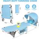 Wheel-To-Go Tanning Chair with Wheels Sun Canopy Umbrella Face Hole Thicker Washable Adjustable, Heavy Duty Folding Lay Flat Sun Lounge Chair Beach Outside Sunbathing Reading, UPF 50+ (Patent Design)