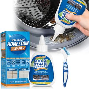 Mold Stain Cleaner Gel, 8 Fl oz Washing Machine Cleaner for Pools, Toilets, Doors and Windows, All-Purpose Household Remover Gel for Washing Machine Seal, Bathroom Grout, Shower Caulk, Tile, Sink (Clear)