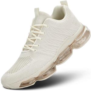 Womens Air Cushion Running Shoes Walking Jogging Fitness Gym Fashion Sneakers Lace Up Casual Comfortable Work Tennis Sport Athletic Trainers, Size: 10