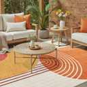 DCX Abstract Machine Washable 6x9 Rug, Mid Century Modern Rug for Living Room, Soft Low Pile Non Slip Carpet, Kid & Pet Friendly Stain Resistant Rug for Bedroom Dining Room Office, Orange & Yellow