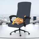 Elastic Computer Chair Cover with Durable Zipper - Protective Removable Washable Universal Office Desk Chair Seat Slip Cover - Stretchy Soft Anti-dust Desk Chair Seat Protector for Dogs, Cats, Pets (Dark Gray)