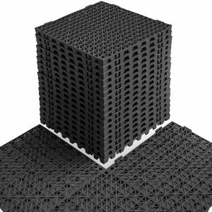 MAXWAVE 18 Pack 12" x 12" Modular Interlocking Floor Mats, Soft PVC Non-Slip Drainage Tiles, Splicing Rubber Cushion Flooring for Deck, Shower, Pool, Basement, Shed, Indoor and Outdoor Use (Black)