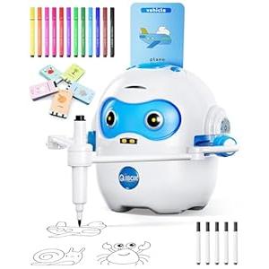 Drawing Robot for Kids, Rechargeable 4-in-1 Draw/ Learn/ Spell/ Music Interactive Educational Robot Drawing Machine with 100 Cards & 12 Color Pens, Learning Toys for 3-8 Year Old Boys Girls Birthday Xmas