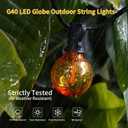 40FT LED Outdoor String Lights Waterproof, G40 LED Globe Outdoor Lights for Patio with 27 Edison Vintage Shatterproof Bulbs, Connectable Backyard Lights for Garden, Bistro, Porch, Cafe