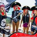M&G House Halloween Pirate Hats Caribbean Black Pirate Cap Pirate Accessories Funny Party Hat Fancy Dress Adult Kid (Black Bonnet Parrot)