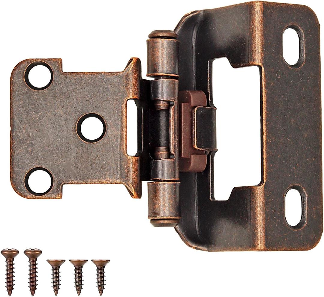 1/2" Overlay Partial Wrap Bronz Cabinet Hinges, Oil Rubbed Bronze Self Closing Cabinet Hinge for Kitchen Cabinet Doors,20 Pack (10 Pairs)