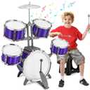 Kids Jazz Drum Set Toys for 3-7 Year Olds - 5 Piece Toddler Band Rock Kit, Junior