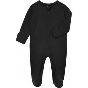 Aablexema Baby Footie Pajamas Zipper - Rayon from Bamboo Infant Footed Pjs with Mittens Sleepwear Jammies(Black, Newborn)