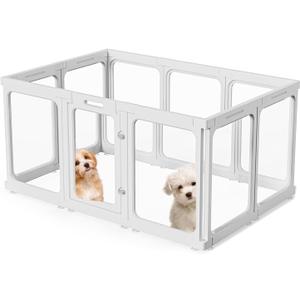 Acrylic Dog PlayPen, Clear Dog Play Pen for Puppy Cat Rabbit, Easy Assemble Pen, Preferable Small Cage, 23.6" H, 10Pcs